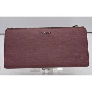 BALLY Logo Leather Long Bifold Wallet Pink Made in Italy